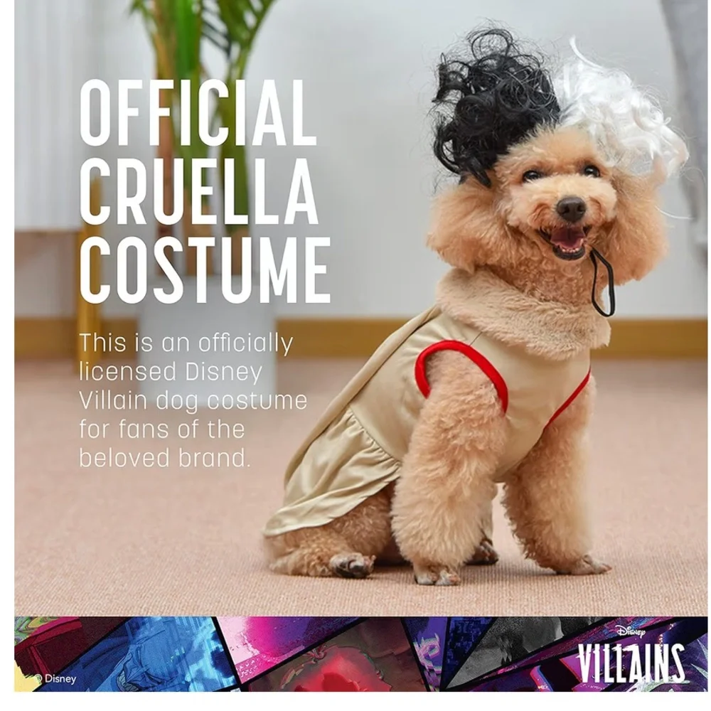 Disney Pet Halloween Disney Villains Cruella Dog Costume Officially Licensed nwt